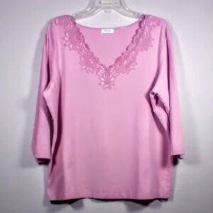 Liz&co. Knit Top Pink with Lace 1X